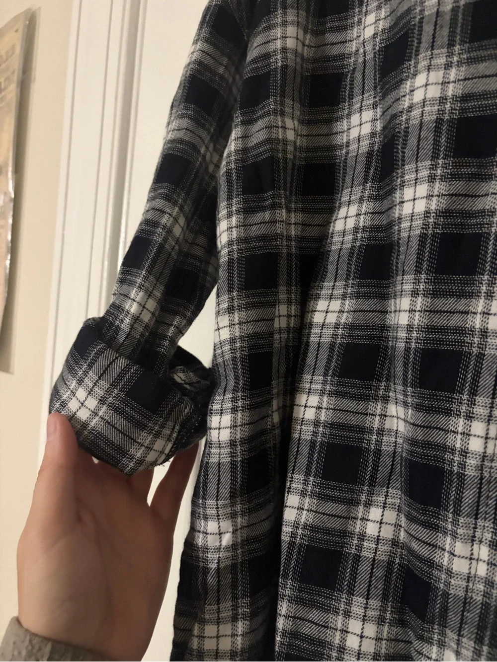 Justice Black & White Plaid Button-Down Shirt with Pink Logo Patches
